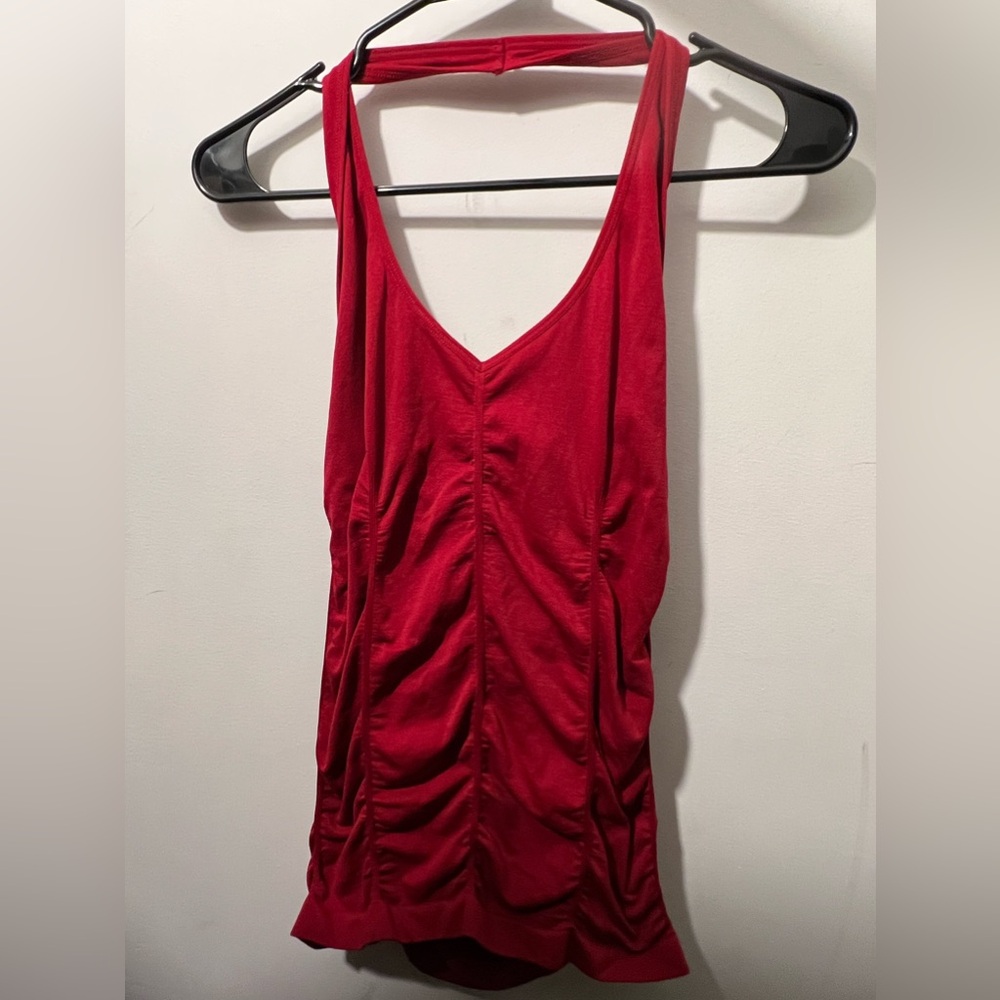 Red Sinching BCBG MaxAzria Halter Top M/L